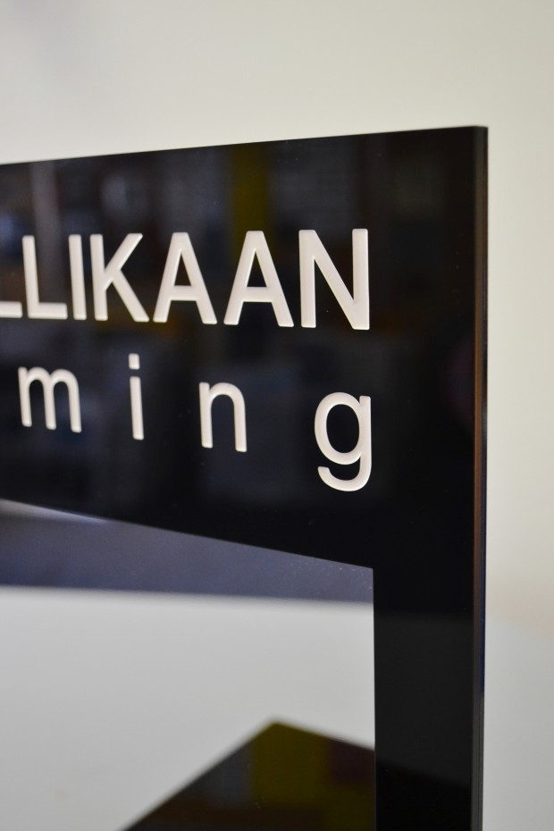 Gegraveerde etalagedisplay