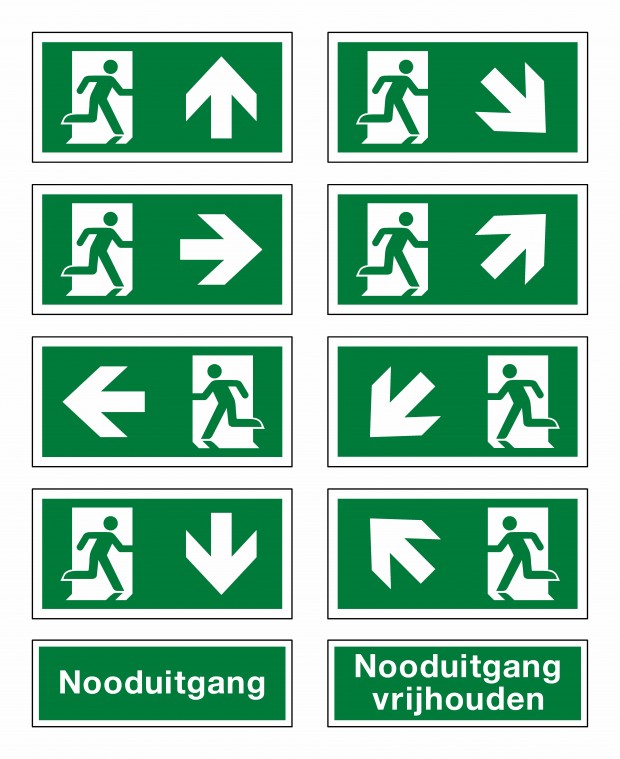 Vluchtweg pictogrammen